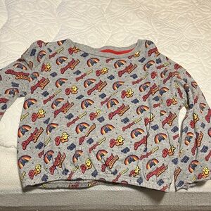 Disney Gray Long Sleeve Kids Tee with Colorful Print